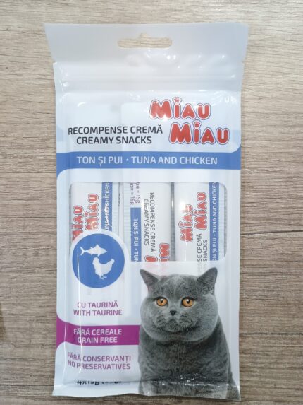 Tečna pašteta za mačke Miau-Miau sa tunjevinom i piletinom, 60 gr