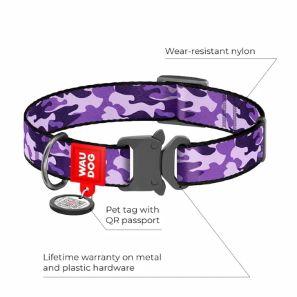 Ogrlica Purple Camo sa QR adresarom M