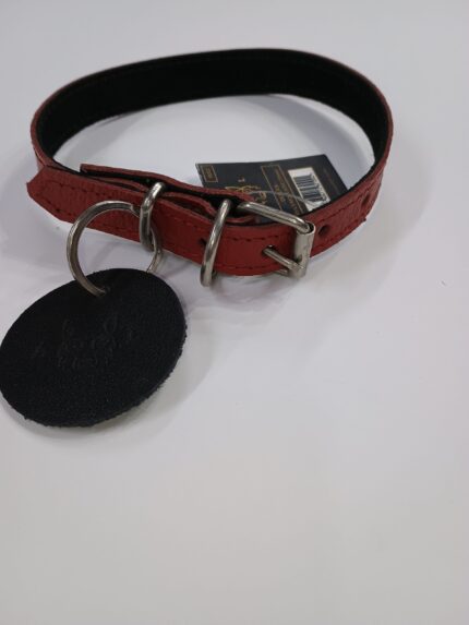 Ogrlica od prirodne kože crvena, S-M