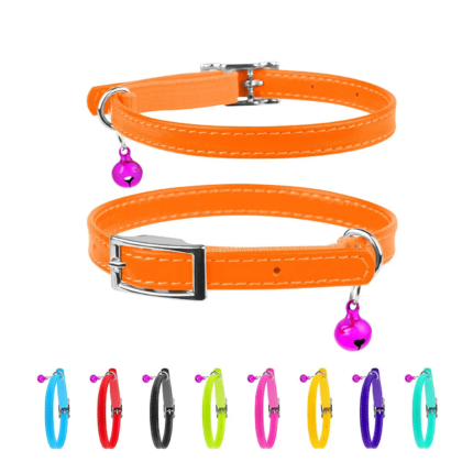 Ogrlica sa QR-adresarom i zvoncem narandžasta, XXS